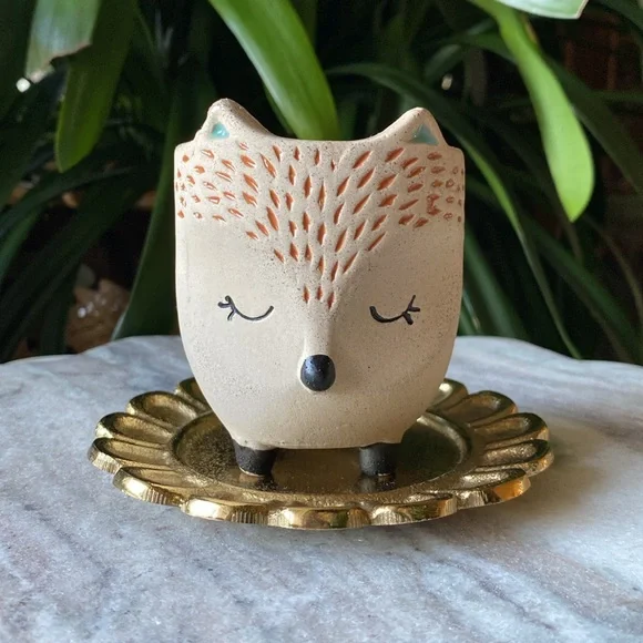 Adorable Set of 2 Fox Planter Pots - Mini Animal Vases - Ceramic Decor - Picture 9 of 11